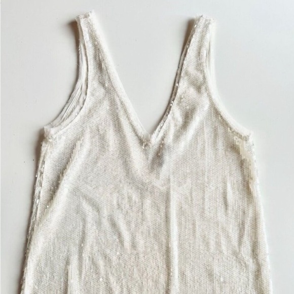 Zara sequin deep v white ankle length dress - Picture 2 of 4